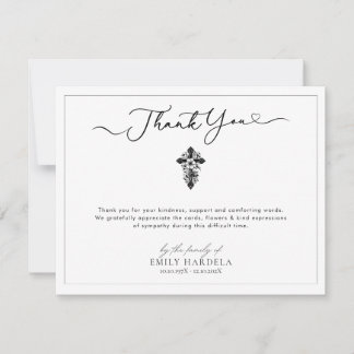 Floral Cross Beerdigung Danke Karte
