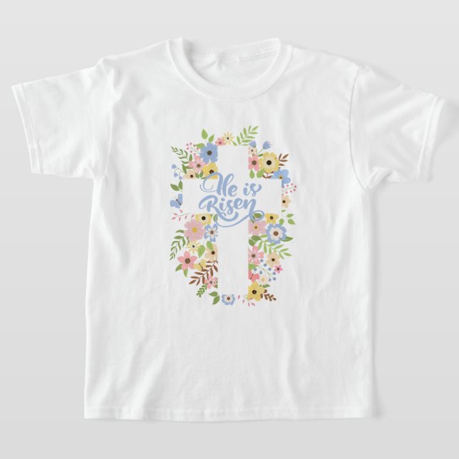 Floral Cross Er ist Riser Oster T-Shirt (Ablage )