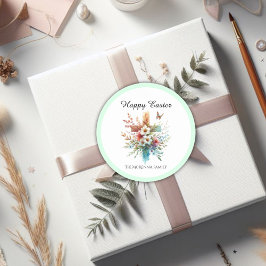 Floral Cross Pastel Wasserfarbe Religiöse Ostern Runder Aufkleber