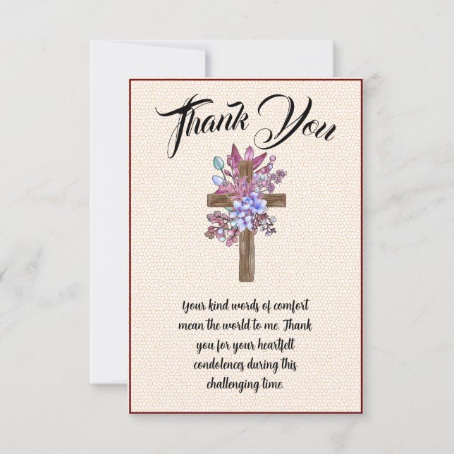 Floral Cross Vielen Dank für Ihre Botschaft des Be Dankeskarte (Vorderseite)