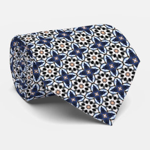 Floral Crosses Blue Neck Tie Krawatte