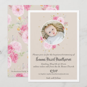 Floral custom Baby Invitation Shower   Baptism