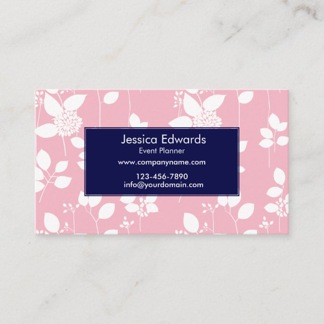 Floral Custom Personalisiert Pink Blue Business Ca Platzkarte (Vorderseite)
