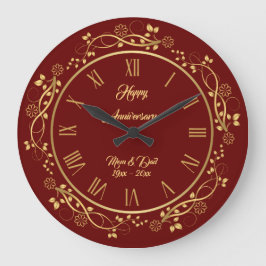 Floral Customize Happy Gold 50 Jahre alt Große Wanduhr