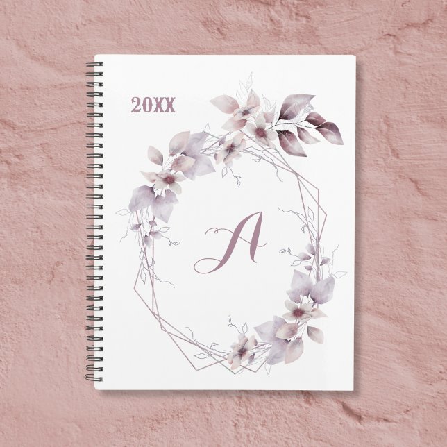 Floral Cute Aquarelle Monogramme Calendrier initia (Créateur téléchargé)