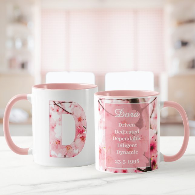 Floral D Initial Mug | Personalized Name & Traits  (Créateur téléchargé)