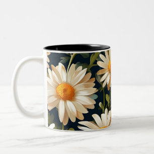 Floral Daisies Design Digital Art Design Zweifarbige Tasse