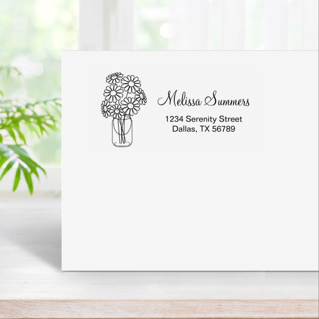 Floral Daisies Mason Jar Adresse Gummistempel (Von Creator hochgeladen)