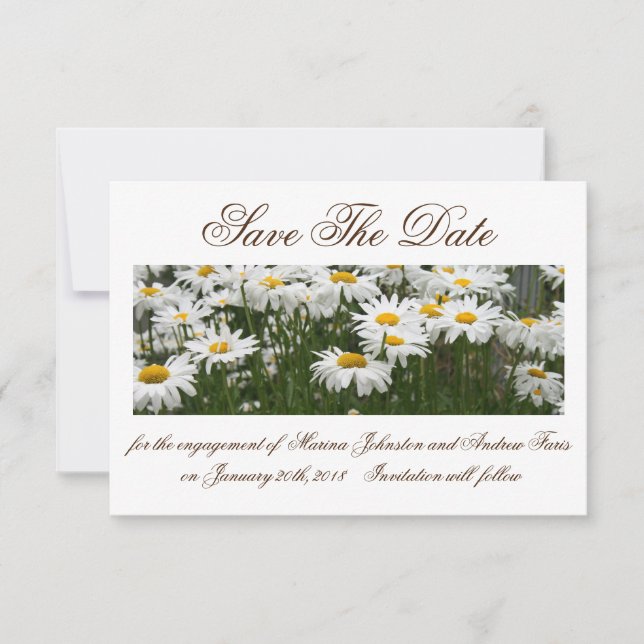 Floral Daisies save The Date Invitation (Vorderseite)
