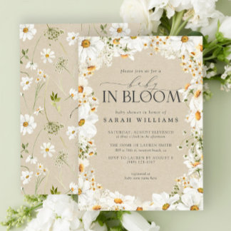 Floral Daisy Baby in Bloom Kraft Papierdusche Einladung