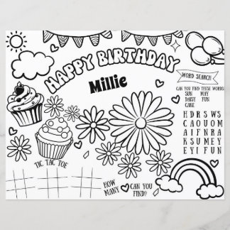 Floral Daisy Birthday Farbing Page