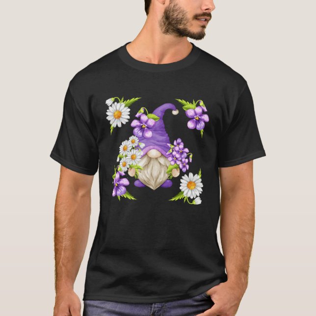 Floral Daisy Flower Pattern For Spring Purple Viol T-Shirt (Vorderseite)