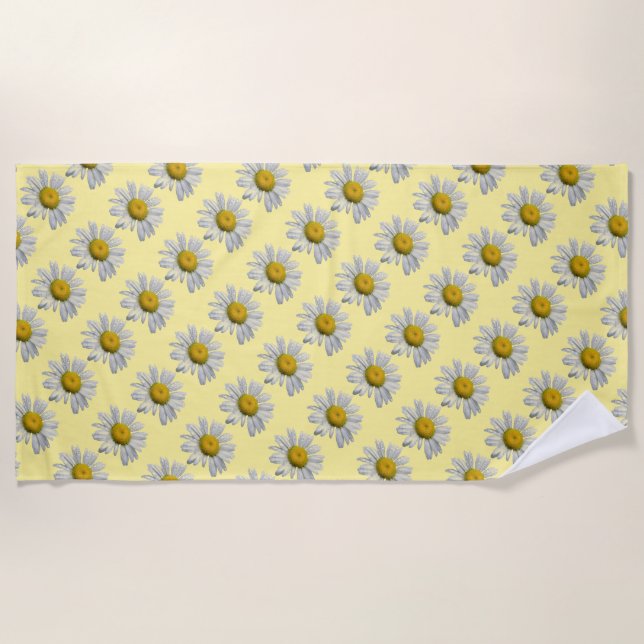 Floral Daisy Garden Fleurs Jaune Beach Serviette J (Devant)