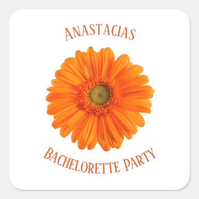 Floral Daisy Junggeselinnen-Abschied personalisier Quadratischer Aufkleber (Vorderseite)