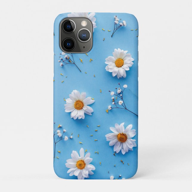 Floral Daisy Muster - Light Blue Case-Mate iPhone Hülle (Rückseite)