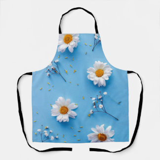 Floral Daisy Muster - Light Blue Schürze