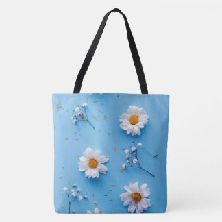 Floral Daisy Muster - Light Blue Tasche