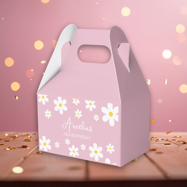 Floral Daisy Pink Birthday Favor Box Geschenkschachtel (Von Creator hochgeladen)