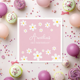 Floral Daisy Pink Party Napkin Serviette