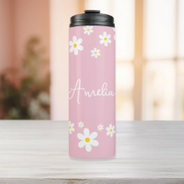 Floral Daisy Pink personalisierte Thermaltumbler Thermosbecher