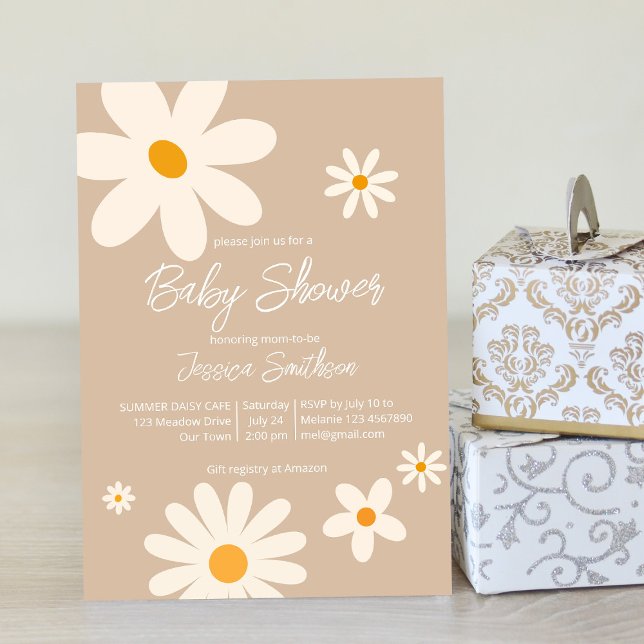 Floral daisy Retro Wüste Baby Dusche boho Einladung (Von Creator hochgeladen)
