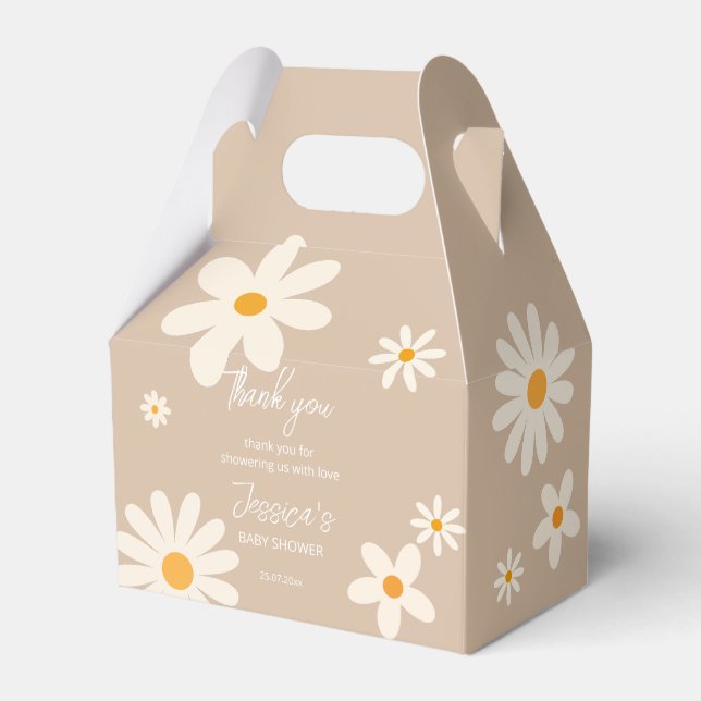 Floral daisy Retro Wüste Baby Dusche boho Geschenkschachtel (Vorderseite)