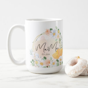 Floral Daisy & Tulip Mama Tasse - Personalisiertes