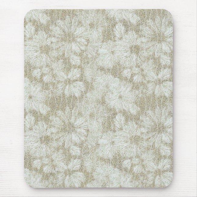 Floral Daisy Velvety Cream Textur Mousepad (Vorne)