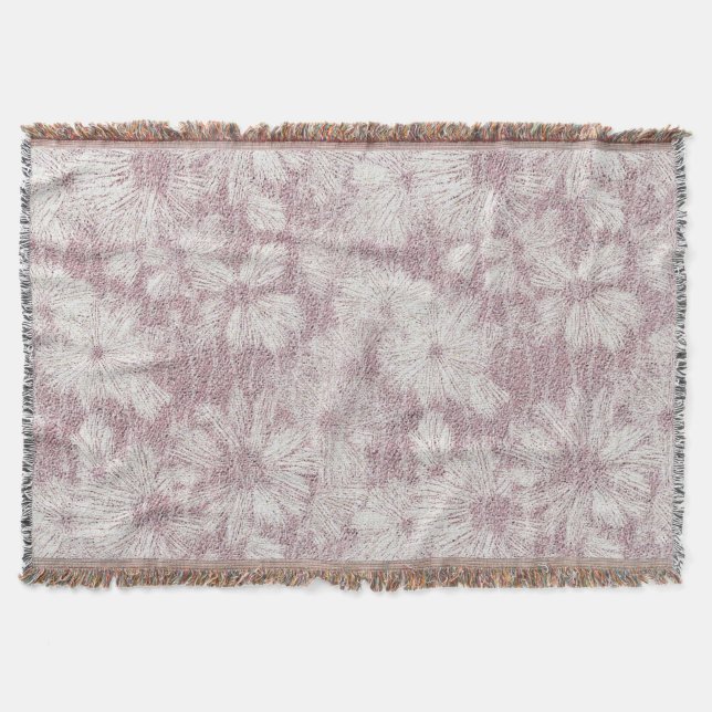 Floral Daisy Velvety Dusty Pink Decke (Vorderseite)