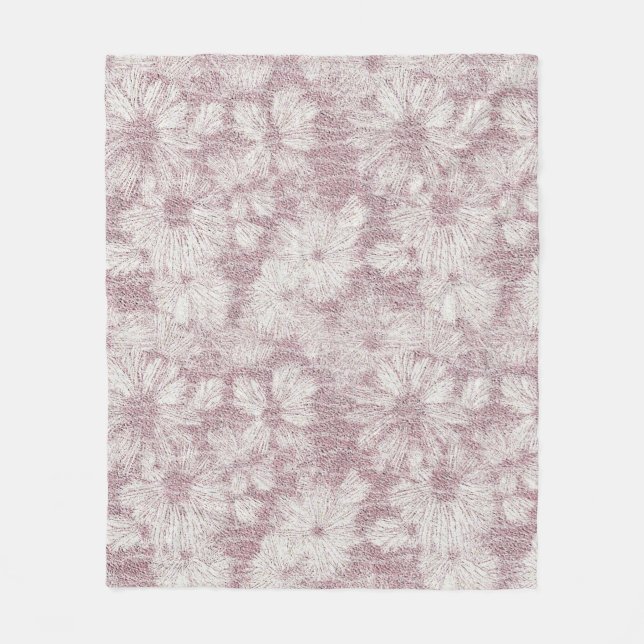 Floral Daisy Velvety Dusty Pink Fleecedecke (Vorderseite)