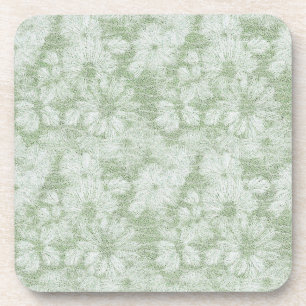 Floral Daisy Velvety LIme Green Getränkeuntersetzer