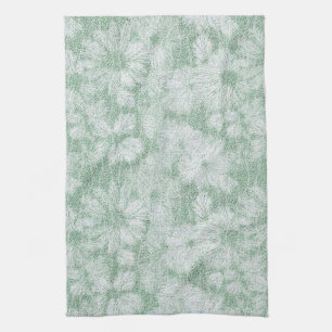 Floral Daisy Velvety Mint Green Geschirrtuch