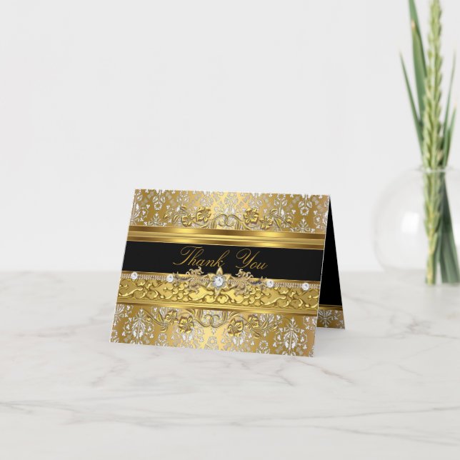 Floral Damask Danke Karte (Vorderseite)