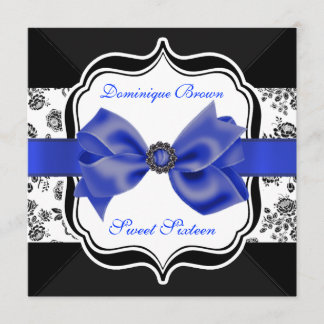 Floral Damask Einladung mit Blue Bow
