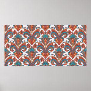 Floral Damask farblose nahtlose Muster Poster