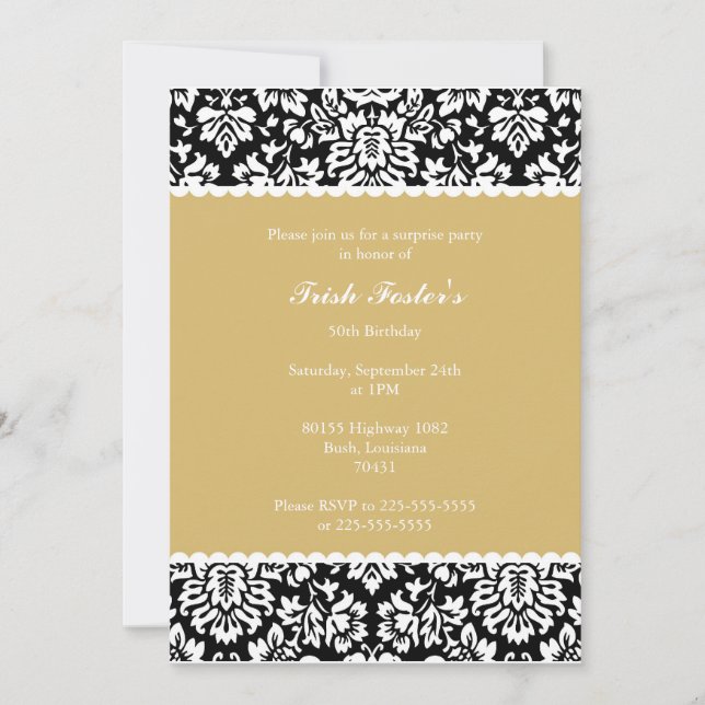 Floral Damask Geburtstag Einladung (Vorderseite)