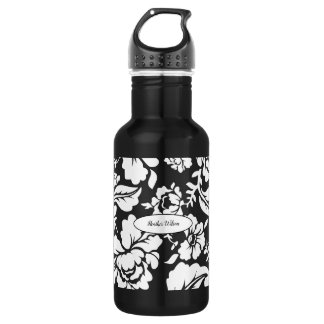 Floral Damask Jolie bouteille d'eau avec nom