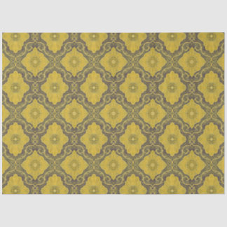 Floral Damask Muster Gelbe Blumen Husk Brown Seidenpapier
