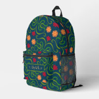 Floral Damask Sonnenblume Boho Navy Blauer Volksku