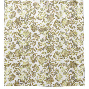 Floral-Damaskus aus Gold und Weiß-Glitzer Duschvorhang