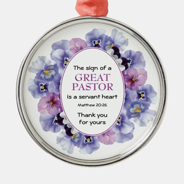 Floral DANK YOU Pastor Wertschätzung Ornament Aus Metall (Vorne)