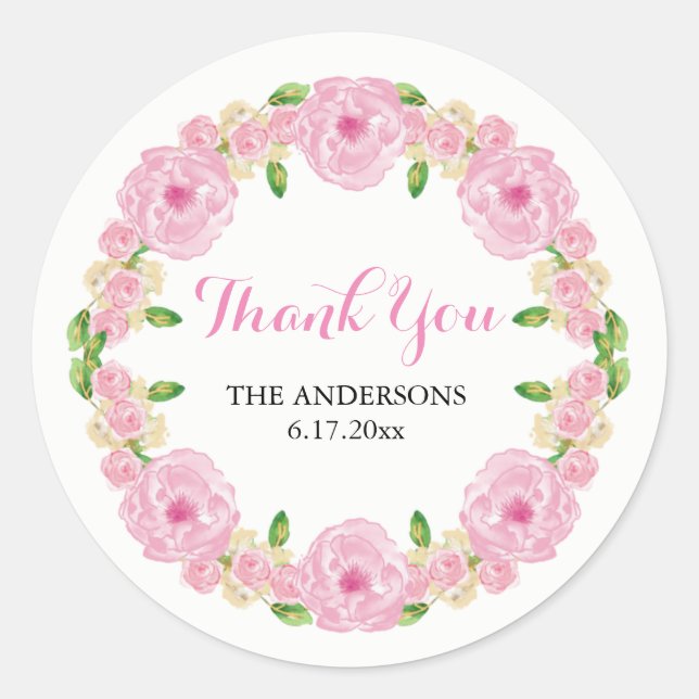 Floral Danke Ihnen Stickers (Vorderseite)