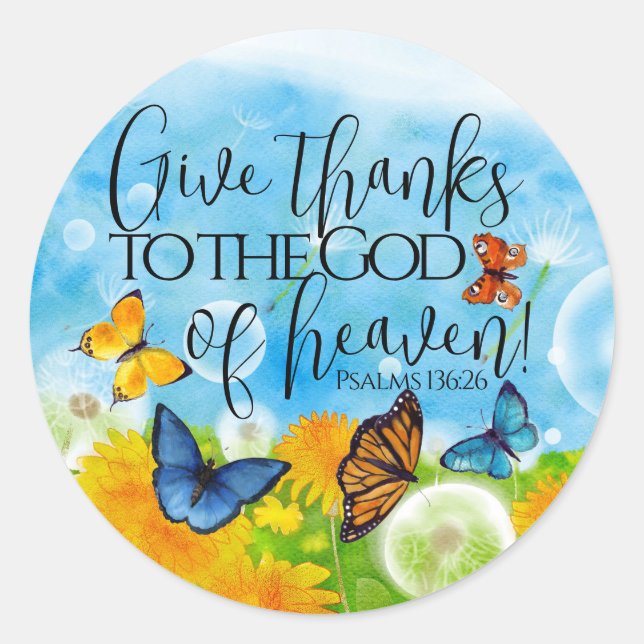 Floral Danken Dankbarkeit Bible Verse Christlich Runder Aufkleber (Vorderseite)