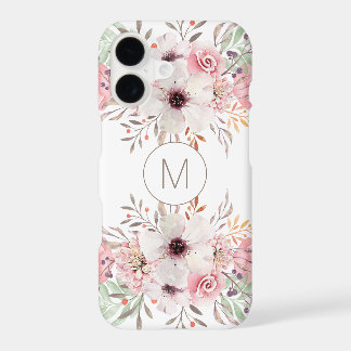 Floral d'aquarelle rose monogramme moderne
