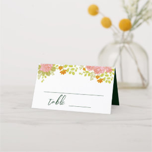 Floral Dark Green Wedding Botanic Platzkarte