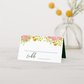Floral Dark Green Wedding Botanic Platzkarte