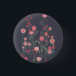 Floral Dark Modern Button<br><div class="desc">Hübsche und moderne bohanische wilde Blume in Rosa auf dunklem Hintergrund. Originelle Kunst von Nic Squirrell.</div>
