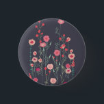 Floral Dark Modern Button<br><div class="desc">Hübsche und moderne bohanische wilde Blume in Rosa auf dunklem Hintergrund. Originelle Kunst von Nic Squirrell.</div>
