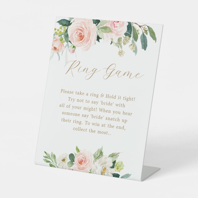 Floral Das Ring Game Brautparty Spielzeichen Sockelschild (Vorderseite)
