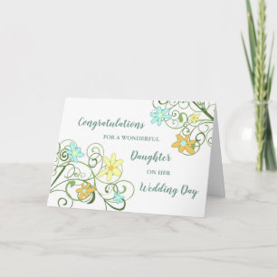 Floral Daughter Hochzeitstag Glückwunsch Karte